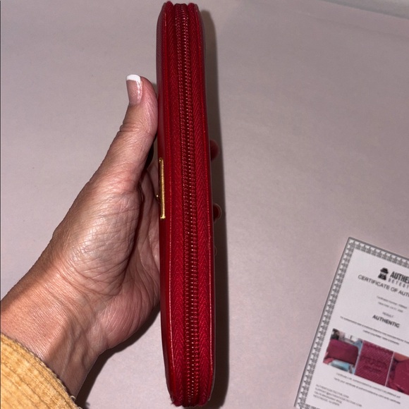 Prada Saffiano Leather long zip around wallet RED AUTHENTIC W/COA Vintage - Picture 5 of 17